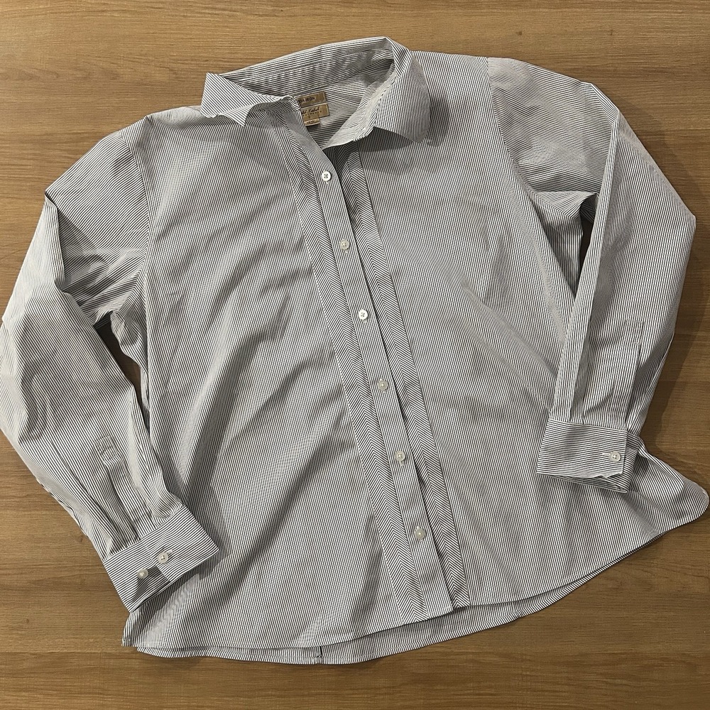 Gold Label Investments Non Iron White Stripes Button Down Shirt Business 16W‎